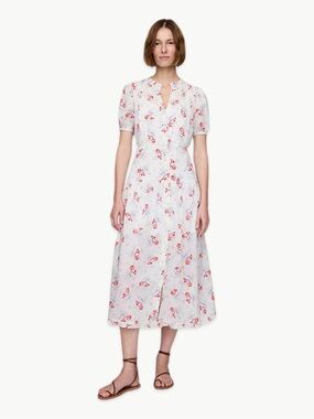 Gap × DÔEN Pintuck Floral Midi Dress Ivory White Size Medium Cotton Romantic NWT